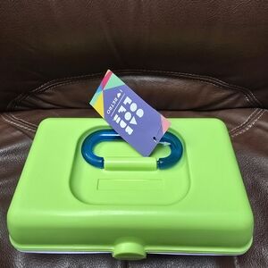 Caboodles Bright Green Cosmetic Case with Blue Handle